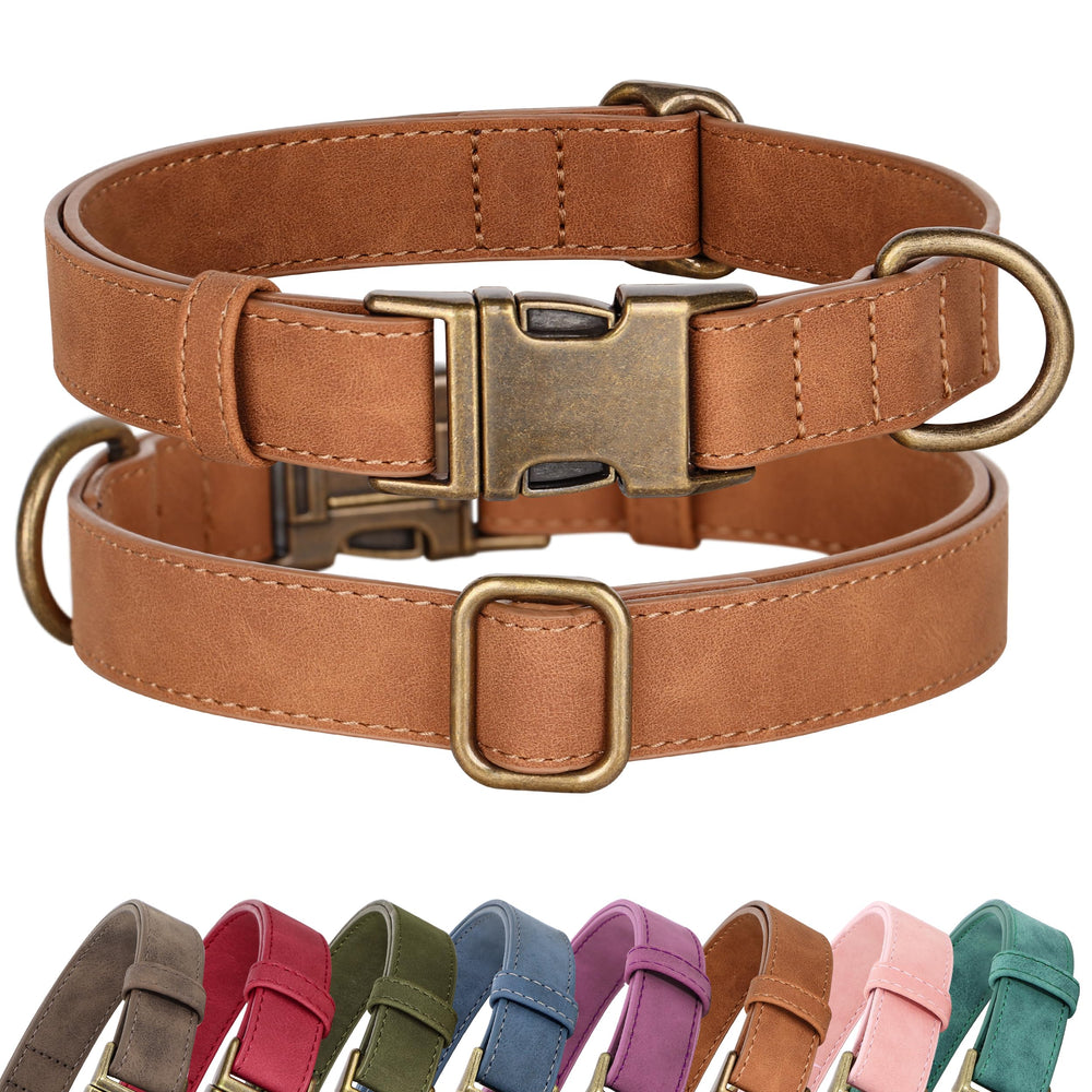 Didog soft PU leather dog collar close-up shows quick-release buckle for easy on/off