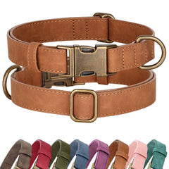 Didog soft PU leather dog collar close-up shows quick-release buckle for easy on/off