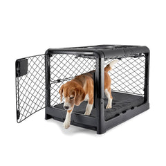 Diggs Revol collapsible crate in living room shows quick setup for busy homes.