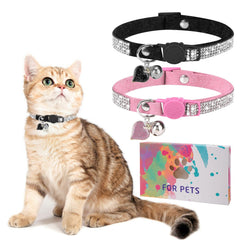 DILLYBUD rhinestone cat collar in pink with heart detail for daily wear.