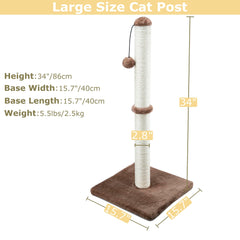 Dimaka sisal rope wrapped post provides durable texture for claws and daily scratching