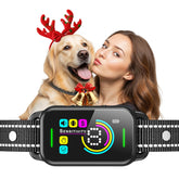 DINJOO dog bark collar front view highlights quick training with smart AI.