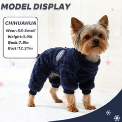 Dinkinty dog sweater navy XXS full-body jumpsuit offers full coverage and easy wear.