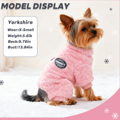 Dinkinty pink dog sweater top view reveals full-body coverage for chilly days.