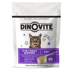 Dinovite for Cats immune-digestive bottle shows powerful formula supporting digestion and immune health.
