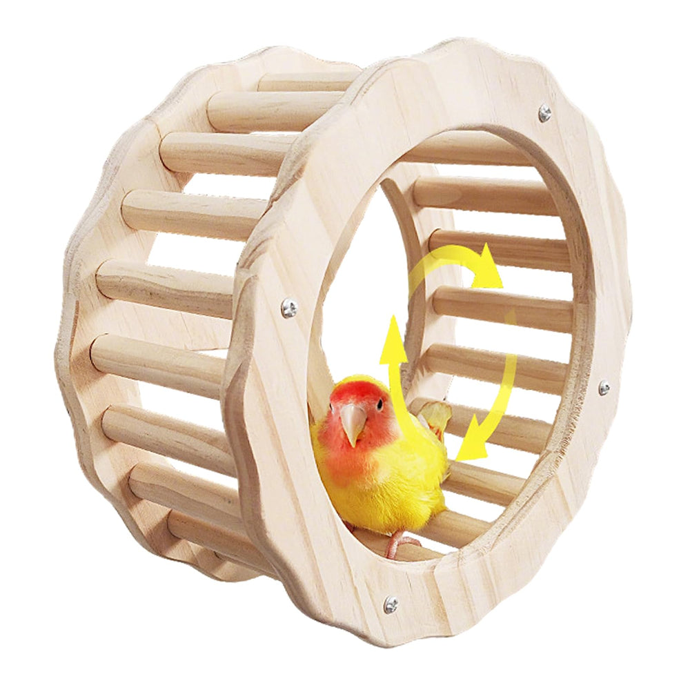DINTSTYLE percha interactiva con rueda de ejercicio para aves en jaula.