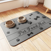 DK177 Pet Feeding Mat with absorbent bones design captures spills and prevents mess