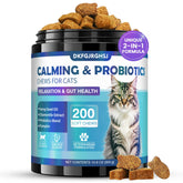 DKFGJRGHSJ Cat Calming Treats packaging with 200 soft chews for daily use