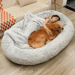 DMTINTA large dog bed front view shows oversized lounging space for two