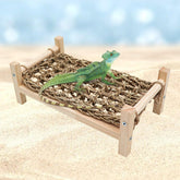 Dnoifne Bearded Dragon Bed wood frame offers sturdy support for resting.