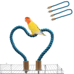Dnoifne bird rope perch close-up showing adjustable wire for versatile perch positions.