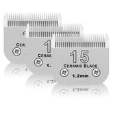 DODAER 15# blade close-up with ceramic coating for smooth grooming.