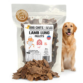 Dog Chits Lamb Lung Fillets bag in 6oz offers a natural single-ingredient dog treat.