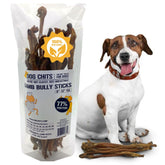 Dog Chits lamb-pizzle bully stick 8in close-up for durable chewing