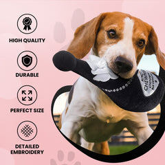 Dog Diggin Designs Libation Station toy closeup shows soft plush exterior and squeak inside