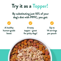 Portland Pet Food Company toppers serving suggestion.