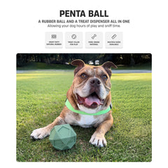 Dog Friendly Co Penta Ball side-profile-dark-green proves rugged design for intense chewing sessions.