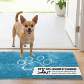 Dog Gone Smart Dirty Dog Doormat Aqua front view showing absorbent mat for muddy paws
