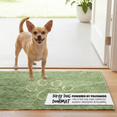 Dog Gone Smart Dirty Dog Doormat sage green close-up shows absorbent microfiber for muddy paws