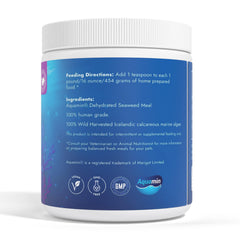 Dog Greens Seaweed Calcium label—purity and certifications.