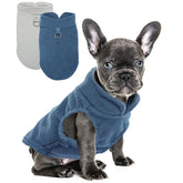 Dog sweater back view shows leash ring for easy outdoor walks.