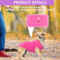 Dog Sweater rose back with D-ring for easy leash attachment.