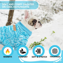 Easy on-off design highlighted on a dog wearing 2 Pieces Dog Sweaters