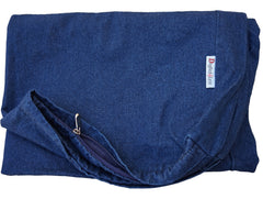 Dogbed4less denim replacement cover navy front view showing durable stitching