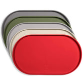 DogBuddy dog food mat large red edge containment minimizes spills on floors.