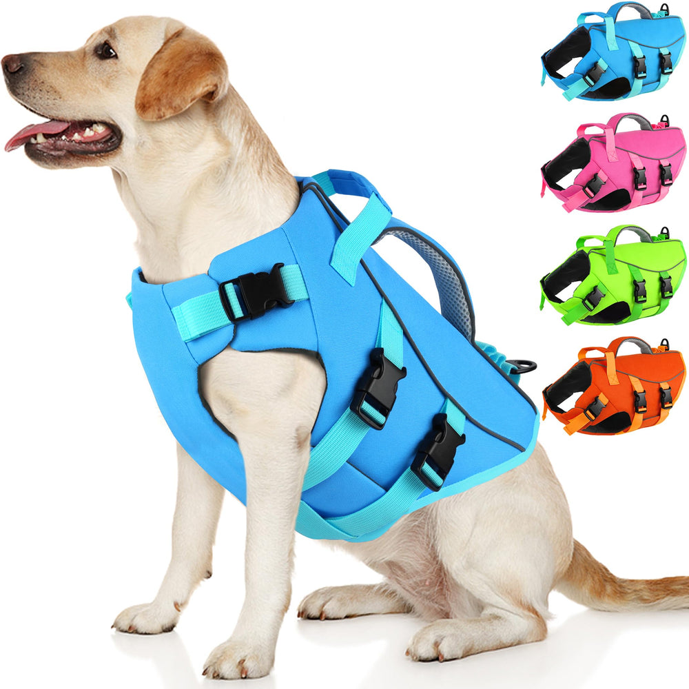 Dogcheer dog life jacket with buoyancy foam offers lightweight flotation for easy swimming.