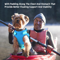 Dogcheer dog life jacket features high-visibility colors and reflective strips for low-light safety.