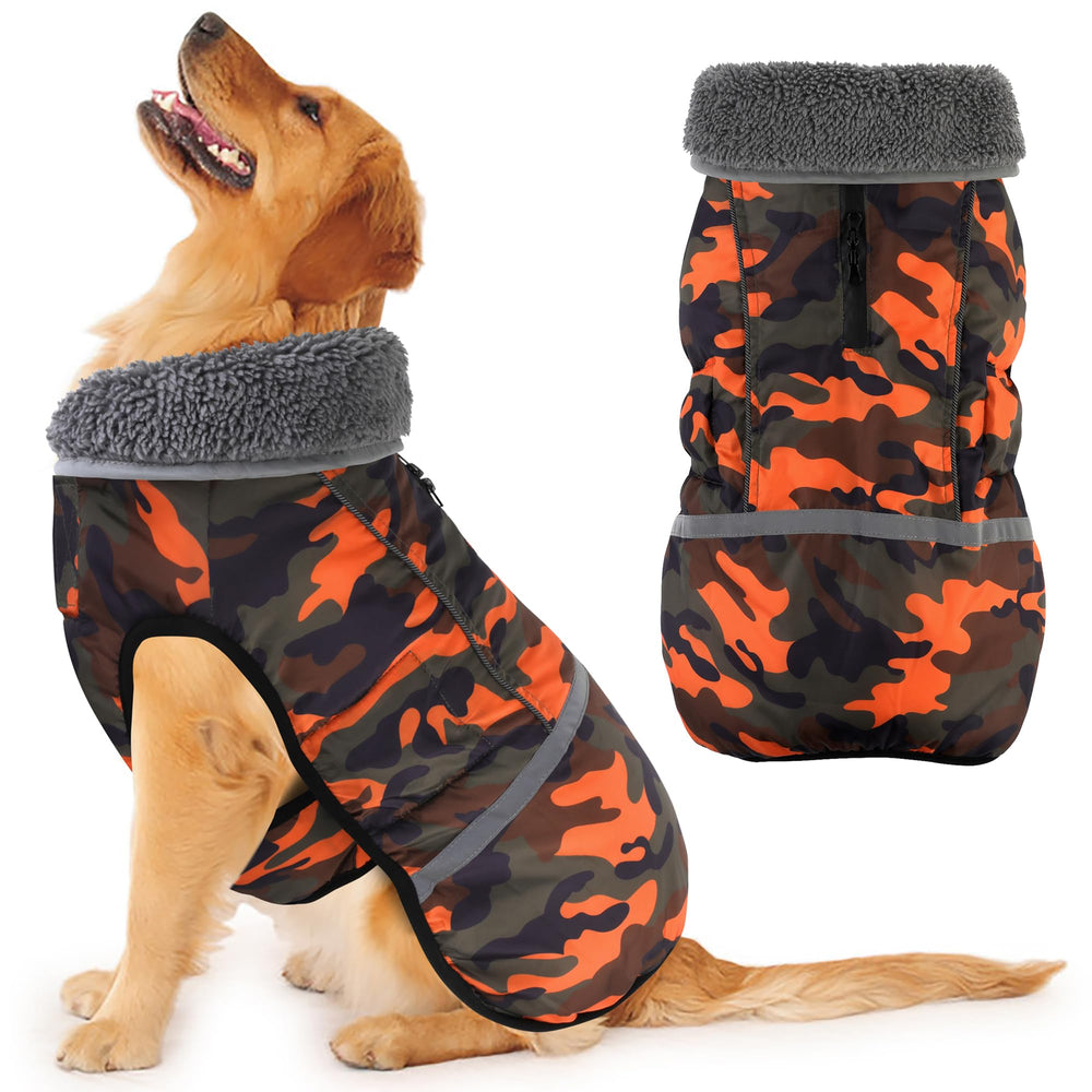 Dogcheer warm dog coat front view shows waterproof shell for dry winter walks.
