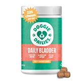 Doggie Dailies cranberry supplement bottle promotes urinary health support for dogs.