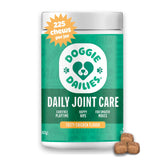 Doggie Dailies hip joint chews bottle for joint support in active dogs.