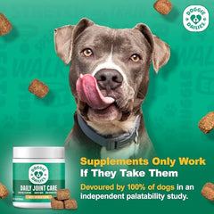 Doggie Dailies ingredients-glucosamine-chondroitin illustrate premium joint care options.