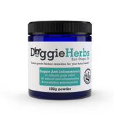 Doggie Herbs clinical-grade powder tin for joint comfort and healthy inflammation support.