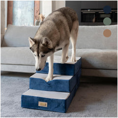 DOGGO Selection 1-step blue adjustable stairs enabling easy bed access