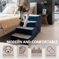 DOGGO Selection 3-step blue adjustable stairs versatile indoor helper