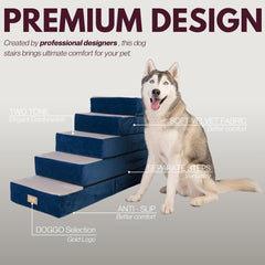 DOGGO Selection 4-step blue adjustable stairs stable elevation for small pets