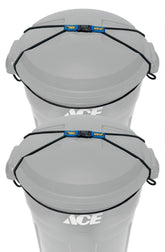 Doggy Dare trash can lock medium with bungee cord keeps pests out at the curb.