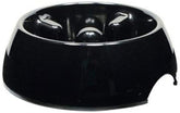 Dogit Go Slow anti-gulping bowl in black, medium, side view aids steady eating.