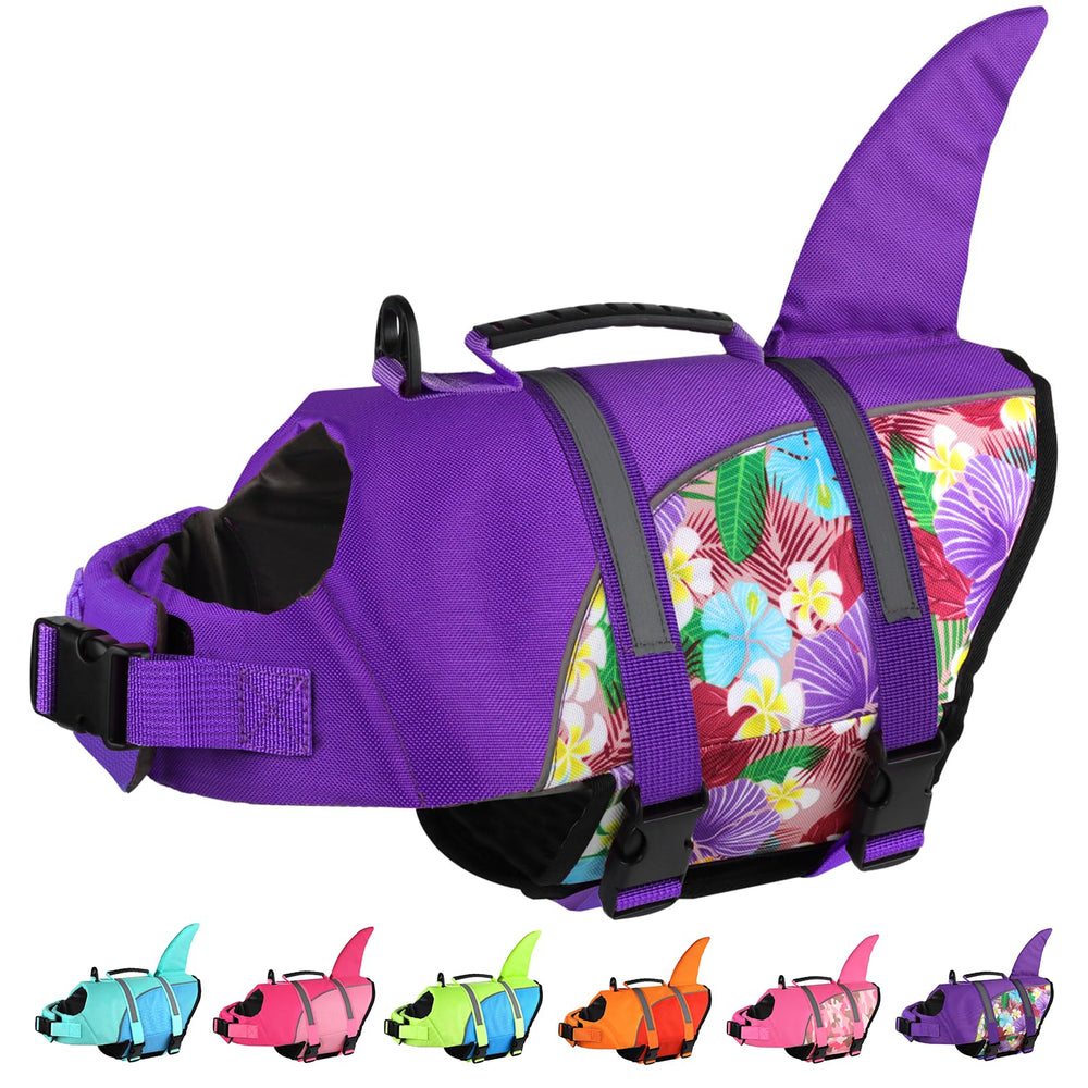 Doglay Dog Life Jacket Shark front view showing high buoyancy for confident swimming