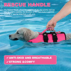 Doglay life jacket uses 600D Oxford fabric for durability.