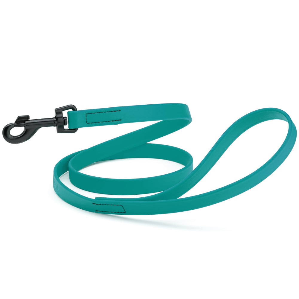 Dogline Biothane leash in blue aqua 4ft with swivel clip for easy control during walks.