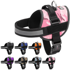 Dogline pink camo harness on a dog for secure daily wear