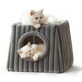 Dogpals Indoor Cat House large bed shows a private lounging space for cats.