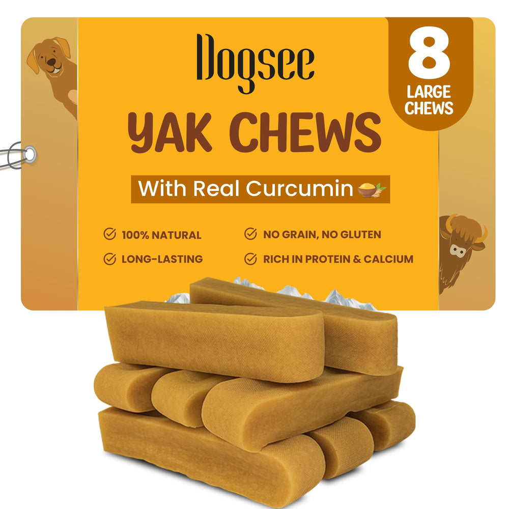 Dogsee Himalayan Yak Cheese Turmeric packaging shows resealable bag for easy storage.