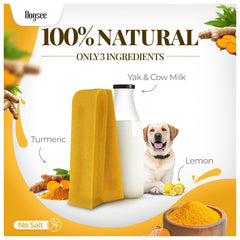 Dogsee Himalayan Yak Chews Turmeric XL dog biting action supports dental hygiene
