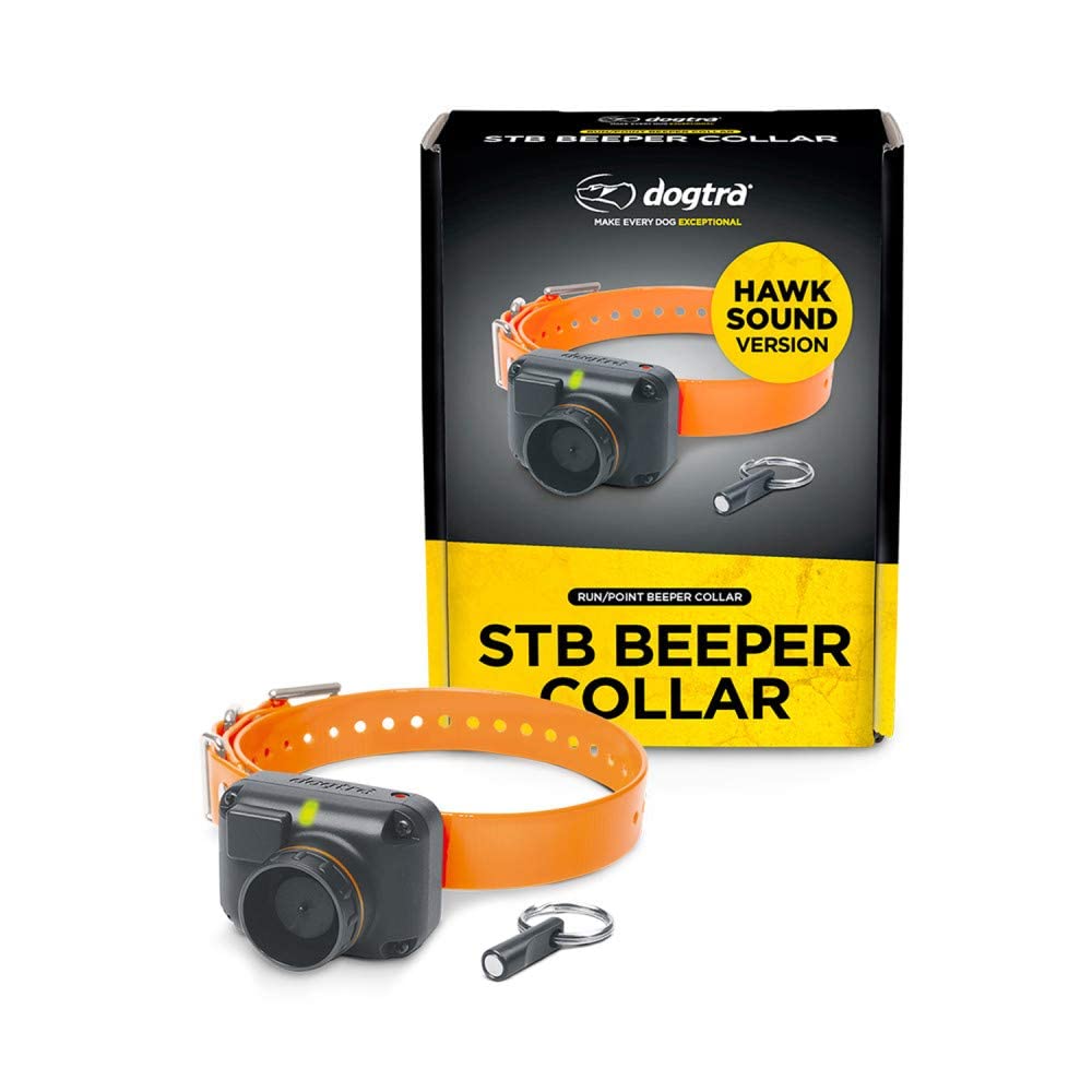 Dogtra STB Beeper Collar Hawk Version front view highlights long-range hawk cue for locating hunting dogs.