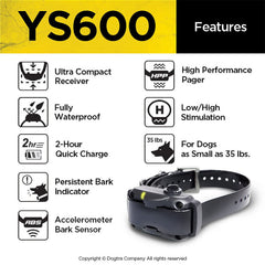 Dogtra YS600 accelerometer sensor close-up for accurate bark detection.